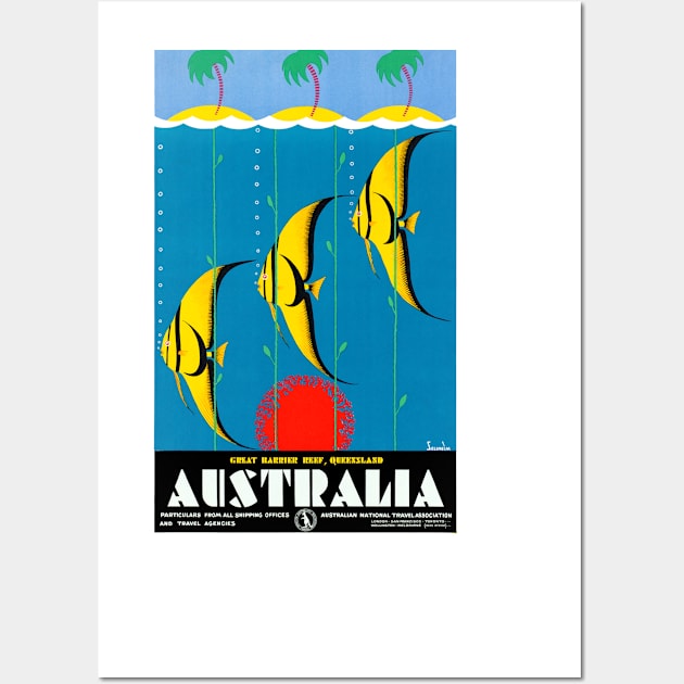 Vintage Travel Poster Australia Great Barrier Reef 2 Wall Art by vintagetreasure